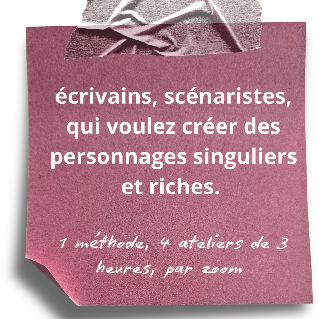 Une méthode originale pour les écrivains, scénaristes, qui veulent créer des personnages singuliers et riches, un mélange de masterclass et d'écriture pour expérimenter et intégrer.